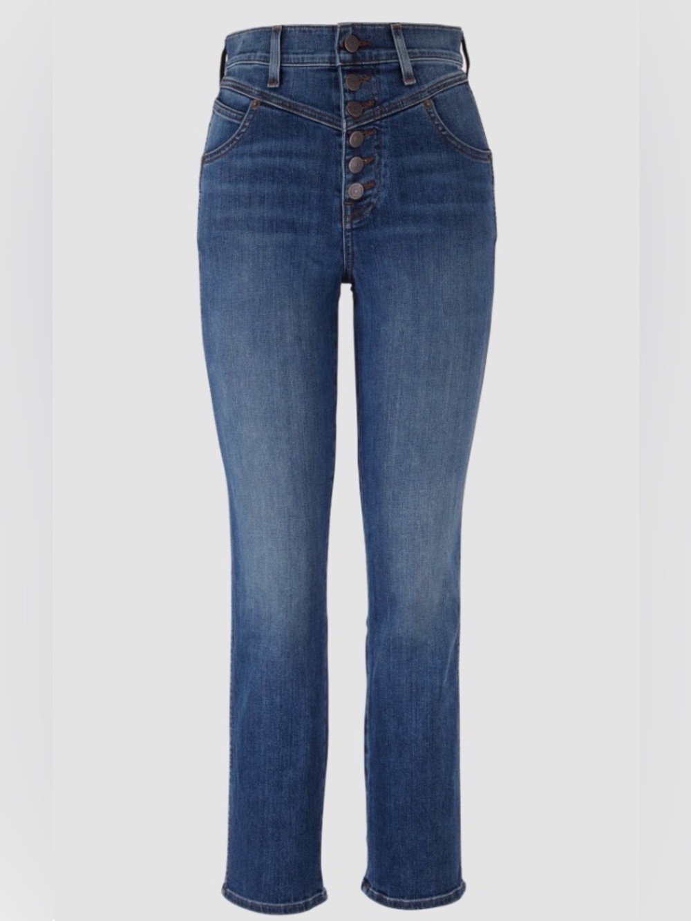 Veronica Beard Ryleigh High Rise Slim Straight Button-Fly Jeans